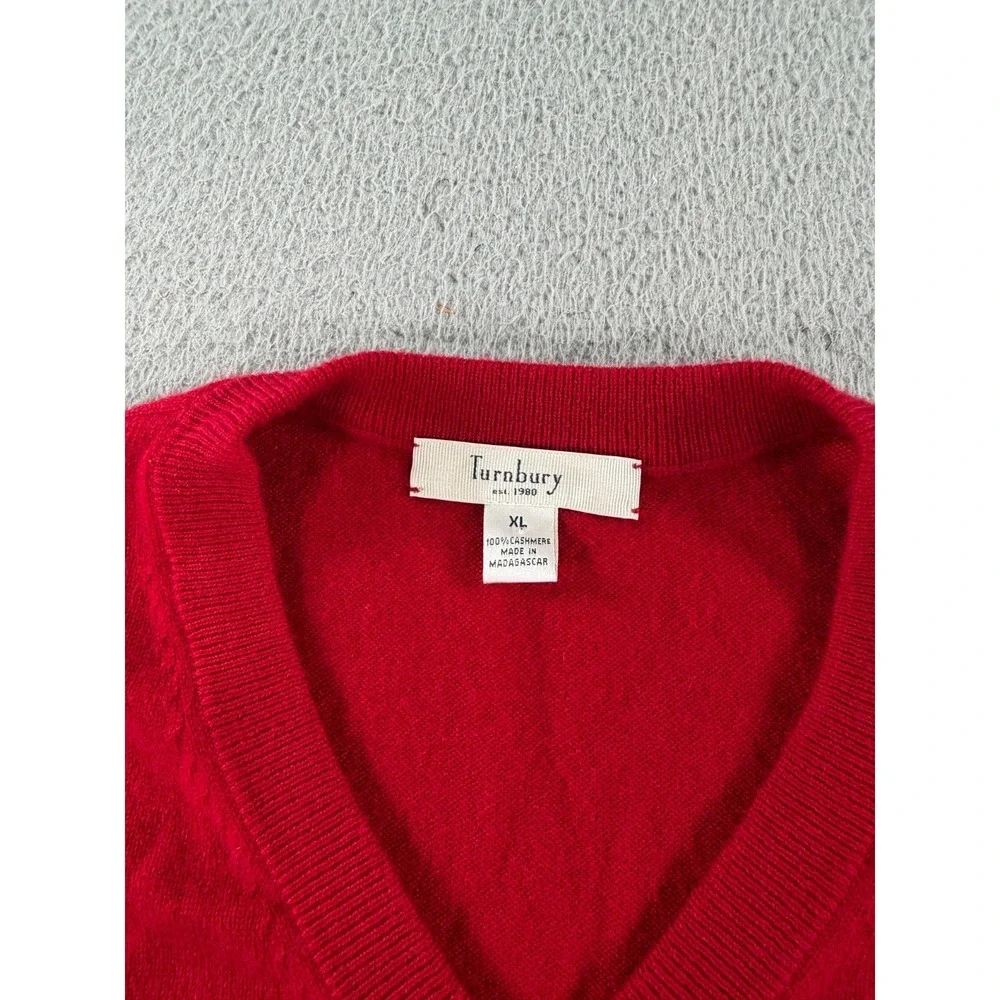 Turnbury Cashmere Sweater Men's XL Red Knit Long Sleeve‎ Neck Pullover Casual